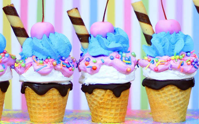 Cupcakes de helados falsos